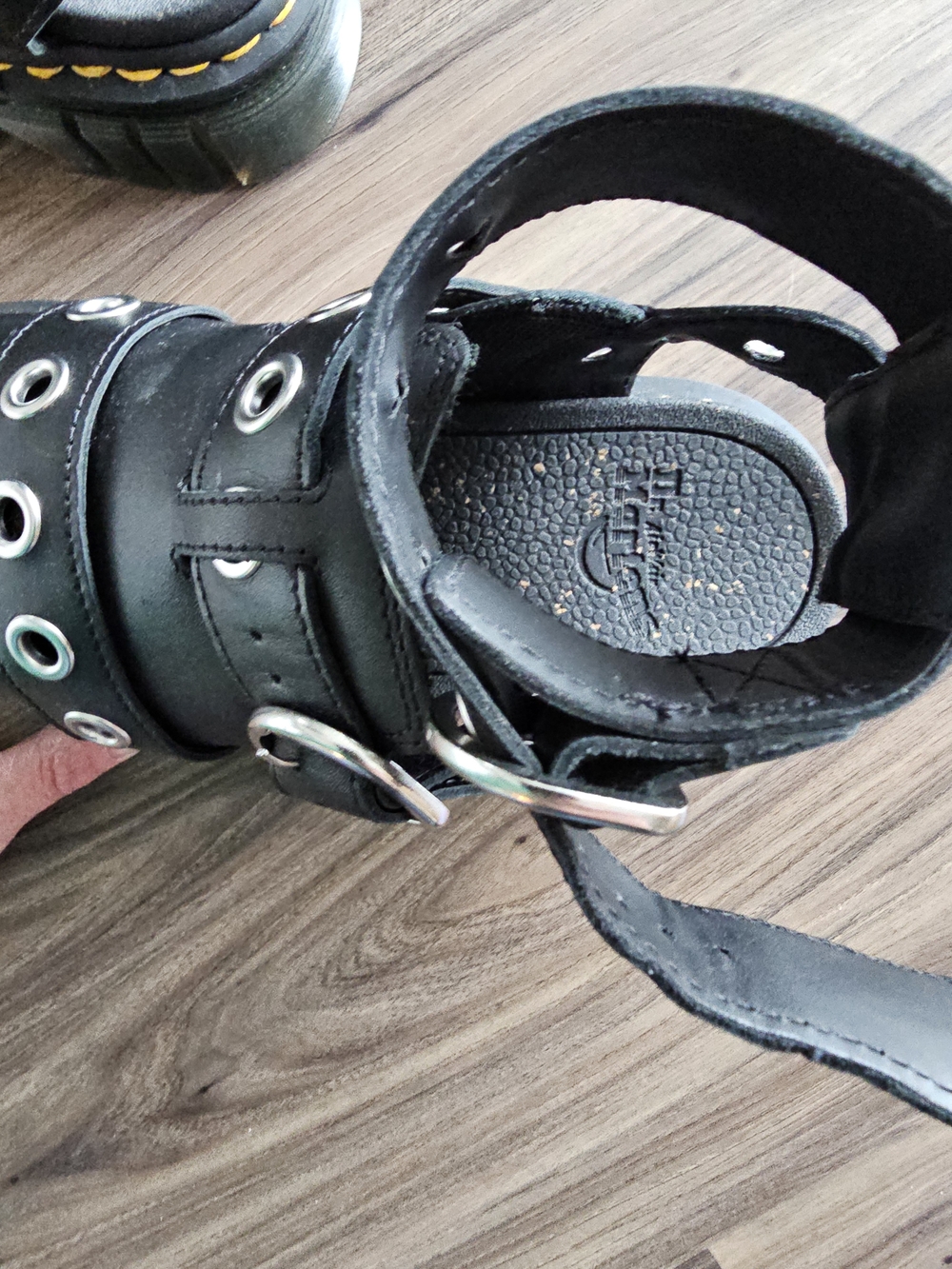 Dr. Martens Black Lug-Sole Eyelet Buckle Sandals UK5 / US7 - Picture 5 of 7